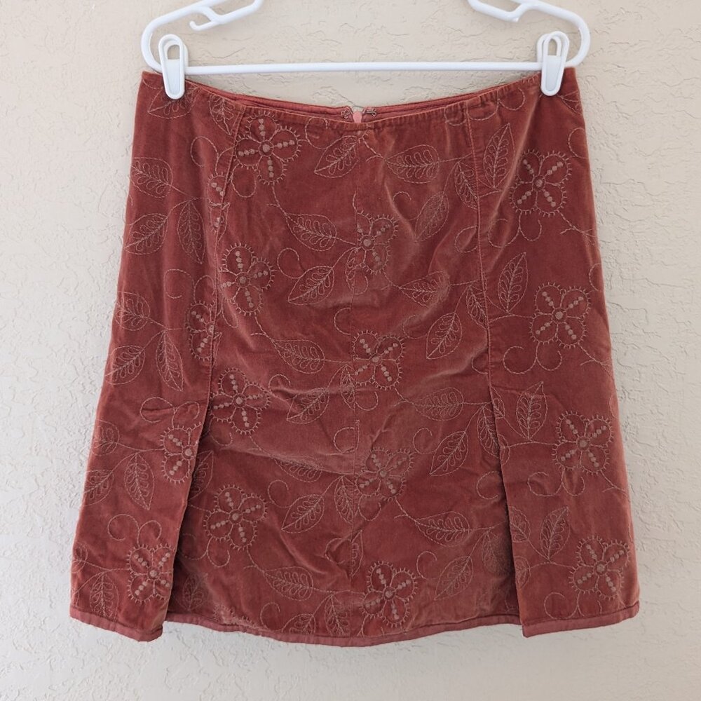 Vintage Velvet Embossed Pleated Skirt Cynthia Steffe Made in USA Size 12